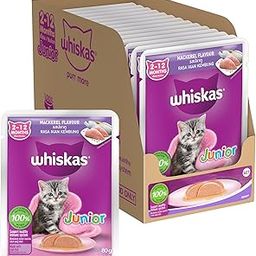Whiskas Junior Kitten (2-12 Months) Wet Cat Food, Mackeral Flavour, 80 g x 14, 100% Complete & Balanced Nutrition, Supports Healthy Immune System-20