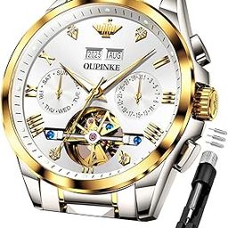 Men's Automatic Watch 44mm Big Dial,Luxury Mechanical Wristwatch,Sapphire Crystal Glass,50M Waterproof, Tungsten Steel with Date Display-image-11
