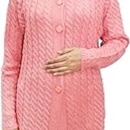 Women's Woollen Buttoned Long Cardigan with Pockets (Ad04Wp2601_Purple)-image-43