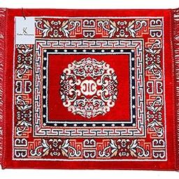 Kuber Industries Traditional Carpet/Pooja Mat|Square Shape & Soft Velvet Material|Maditation Prayer Rectangular Mat|Size 60 X 60 Cm (Red)-43