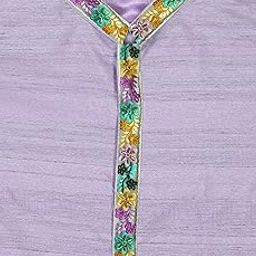 Pulse Weaves Men's Unstitched Premium Kurta Fabric Set, Poly Raw Silk with Santun Silk, 3 Meters, Lilac, Up to 5XL-image-90