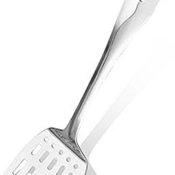 Bergner Argent Stainless Steel 35cm Slotted Turner/Spatula, Egg Flipper, Turner for Dosa/Roti/Parantha/Pancake, Comfortable Easy Grip, Durable, Food Grade Stainless Steel, Non-Toxic, Dishwasher Safe-image-56