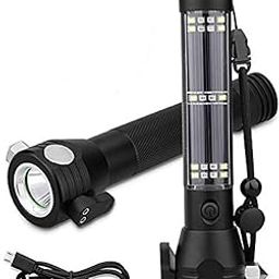 XREXS Solar Powered LED Car Flashlight Multi-Function Solar Escape Rescue Flashlight, USB Charger and Solar Charger, Portable Flashlight for Hiking, Camping, Traveling-41