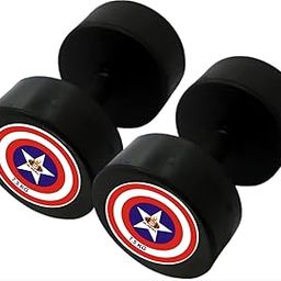 A-Mart Rubber Captan America Dumbbell 7.5Kg Set/Dumbbells Pair For Home Gym Exercise And Commercial Use/Full Body Workout And Strength Training Dumble For Men And Women / 15Kg Weight.-30