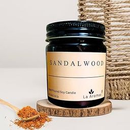 La Aromas Hand Poured Candles | Soy Wax | Scented | 100gms | 14+ Hours | Vegan | Meditation | Aromatherapy |Amber Glass Jar (Sandalwood)-image-45