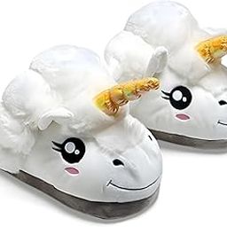 Womens Unicorn Slippers For Home Bathroom Free Size, Non Slip Sole, Super Soft And Comfortable And Cute, White 7 UK (Wide)-image-78