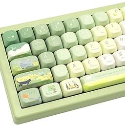 GEKUCAP PBT Keycaps 132 Keys Spring Theme Green Key caps Dye-Sublimation Cute Keycap XOA Profile Custom Keycaps Set for Cherry Gateron MX Switches Mechanical Keyboards-image-6