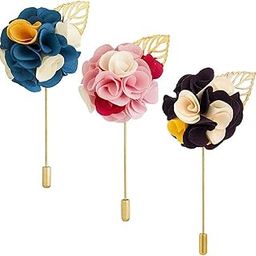 Flower Brooch/Lapel Pin For Men Blazer Suit in Combo Pack Of 3-image-57