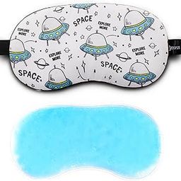 Jenna Unisex Printed Comfortable Sleeping Relief Eye Mask With Adjustable Strap & Blindfold With Gel (White)-36