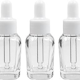 Happy Packaging 20ML Clear Square Empty Glass Bottle | Glass Dropper | White Smooth Sleeve | Silcon White Teat | Refillable | Leak Proof For Essential Oils | DIY Perfumes | DIY serums (6)-30