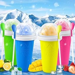Zashvi Slushy Cup | Ice Cream Maker | Frozen Flex with Lid & Straw - Spoon Slushie Maker Cup Magic Quick Frozen Smoothies Cup Double Layer Silica Cup Squeeze Cup-16