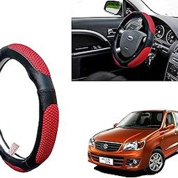 WolkomHome Ring Type Car Steering Wheel Cover (UT Black Red Netted) for Maruti Suzuki Alto K10 Old-image-97
