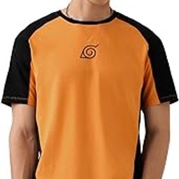 Naruto Shippuden: Kuramas Curse Men and Boys Short Sleeves Round Neck Orange Regular Fit Drop Cut T-Shirt-image-64