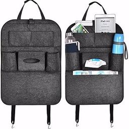 TYAGY Car Seat Back Organizer, 7 Pockets, Multi-Purpose Storage Holder for Mobile, Books, Tissue Box, Bottles, Universal Fit for All Cars, Mutlicolor, Pack of 2 Pcs-31