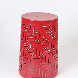 Metal Decorative Cylinder Table Lamp, Red Leaf Pattern Cut-Out Design, 48x34x34 cm-image-28