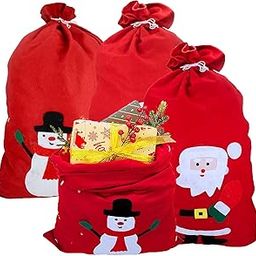 APSAMBR- 3 Pcs Christmas Santa Drawstring Gift Bag, Reusable Candy Bags for Festival,Party Candy Bag for Xmas Christmas Party (12 * 8INCH)-21
