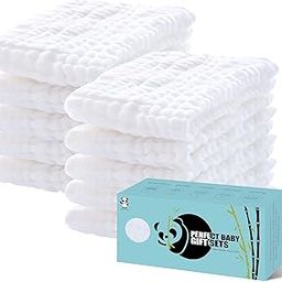 HIPHOP PANDA 10 Pack 6-Layers Muslin Burp Cloths Large - Durable 100% Cotton - Baby Essentials Extra Absorbent and Soft Boys & Girls Rags for Newborn Registry (White, 20" X10")-image-56