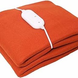 Sponty Home Premium Polar Electric Bed Warmer - Electric Under Blanket - Single Bed Size (30X60) Inch with 3 Heat Settings & Dual Safety Feature with Over Heat Protection | Color- Orange-image-78