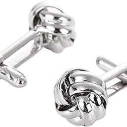 2 Pieces Knot Cufflinks and Studs Metal for Party Suit Business Wedding Silver | Cufflinks | Mens Jewelry-image-34