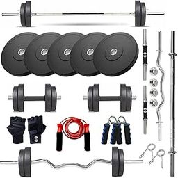 SAFELINE 10KG-100KG Rubber Home Gym Combo, Full Body Strength & Muscle Building Exercise Set for Men (3Ft Curl Rod, 5Ft Straight Rod, Dumbbell Rods, Rubber Plates, Accessories) (20, Kilograms)-image-50