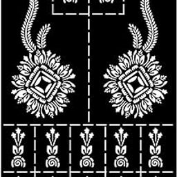VANVATI Unique Central Motif Mehndi Stencil with Leafy Curves and Festive Floral Accents-image-14