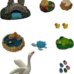 Decorative Miniature Ponds Whater Well Swan Fairy Frog Turtle Miniature Garden Toys Accessories 14 Piece-image-62