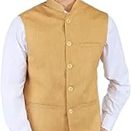 badoliya & sons Men's Designer Jute Nehru Jacket/Waist Coat-picture-0