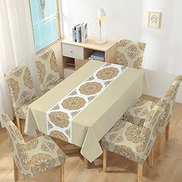 HOKIPO Chair Cover Set of 6 with Table Cloth (AR-5187-D1)-image-14