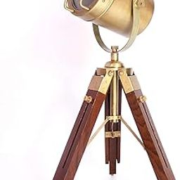 OVERSEAS MART Vintage Style Unique Handmade Antique Finish Small Desk Lamp Tripod Floor Light - Brown Stand Lamp-image-46