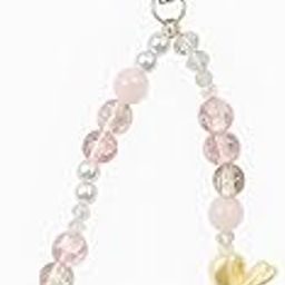 Pink Crystal Beaded Phone Charm with Pearl Bow, Mobile Strap Accessory-image-82