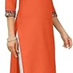 Womens Cotton Soft & Comfortable Round Neck 3/4 Sleeve Embroidery Work Ethnic Wear Lightweight Kurti-image-81