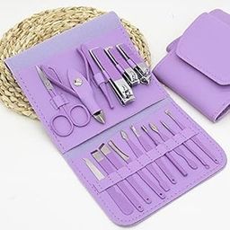 Ghini Manicure Set Nail Clipper Kit - 16 Pieces Stainless Steel Manicure Kit , Manicure Kit for Women for Foot, Hand & Face Care with tarvel Case Nail Care Tools for Hand & Feet - Nail Clippers Pedicure Professional Grooming Kits for Facial Care, Hand Care, Foot Care (purple)-image-63