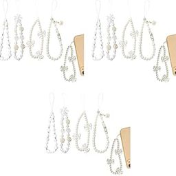 ZORBES® 12PCS Phone Charms for Girls Trendy Pearl Bow Floral with String Loop Beaded Wrist Straps Kawaii Case Gift-image-3