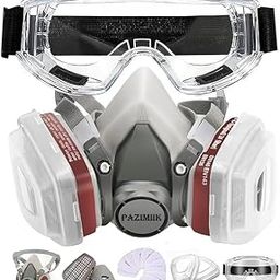 Respirator Mask Reusable Half Face Gas Cover/ Shield With Safety Glasses, Filters For Painting, Welding, Polishing, Wood Working And Other Work Protection Against Dust, Staining, Sanding Gas Mask-9