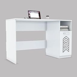 CREATIVE QUBE 50 * 120 * 75 CM Engineered Wood Zentro Study & Ofiice Table with 1 Closed Cabinet & 1 Open Shelf for Storing Books, Folders | Laptop Table for WFH | 1 Year Warranty- Everest White-image-39
