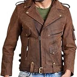 Men's Genuine & Pure Leather Jacket | Full Sleeve Solid Jacket for Men's Biker Style | Metal Zip, Polyester Lining, 2 Pockets, Sizes - S, M, L, XL, XXL, XXXL-image-53