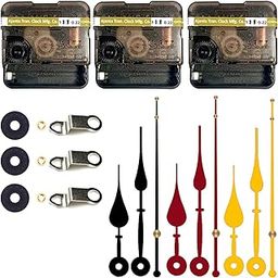 QEWINOX® Combo of 3 Ajanta Mfg. Battery Operated Plastic Ticking Wall Clock Movement Machine with Hands (Made in India 100%) (Black,Red,Gold)-1