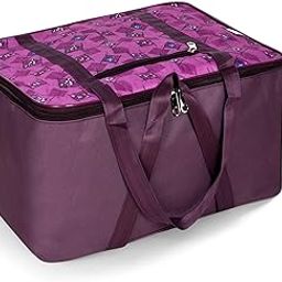 Storage Bag | Clothes Storage Attachi Bag | Underbed Storage Bag | Zipper Storage Bag | Wardrobe Organizer with Handle | Travel Attachi Bag | Flower Check | Small | Purple-image-40