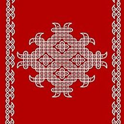 S2S Maroon Backdrop Cloth for Pooja Decoration Traditional, Background Decoration Cloth for Pooja Background Curtain Cloth for Festival Fabric - (Size -5x8 Feet) (Marun with Kolam Muggu)-image-48