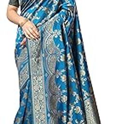 Women's Kanjivaram Banarasi Jacquard Silk Saree With Blouse Piece (Free Size)-image-102
