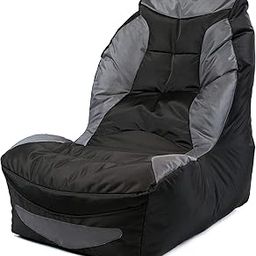 Couchette® Upbeat XXL Gaming Chair Polyester Outdoor Bean Bag in Black and Grey Finish (Filled with Beans)-picture-25