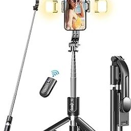 Hold Up Extendable Selfie Stick Tripod With Dual Led Ring Light With Detachable Wireless Remote&Tripod Stand Compatible With Iphone,Samsung Galaxy&Smartphone Selfie Stick Tripod (Black)Pack of 1-16