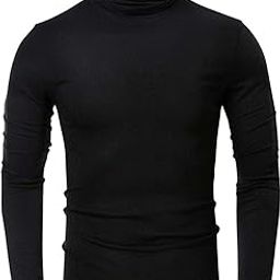 Men's Thermal Classic Fit Upper Top Turtle(High) Neck Cotton Solid Sweaters for Men,Full Sleeves Winter Wear Suit for Infants 100% Warm Thermal (Black)_OSJBI127_90-picture-18