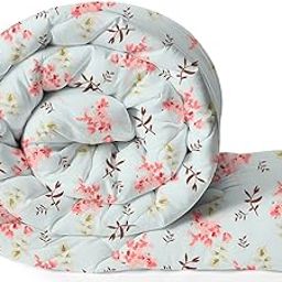 BSB HOME 220 GSM Reversible Microfiber AC Comforter/Duvets for Mild Winter | All Season King Size 3 Layered Quilted Blanket for Double Bed (220 cm x 240 cm, Modren, Floral Aqua and Pink-image-99