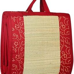 CRAFT OF INDIA - Cushion korai River Grass chatai (2.5 X 6 ft, 20MM Thickness) Hand Made Fabric Maroon Butter Satin-picture-11