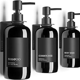 Refillable Shampoo and Conditioner Dispenser Shower Soap Dispenser Wall Mounted Black Metal Organiser Plastic Bottles Black Pump Shampoo Dispenser, Shower Dispenser Chamber 400ML Bottel (Pack of 3)-image-95