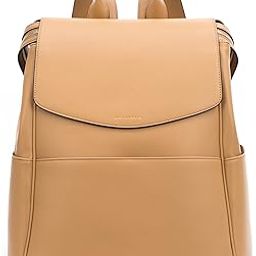 Leather Diaper Bag Backpack with Changing Pad, Stroller Straps, Bottle Holder, Brown Olivia-image-76