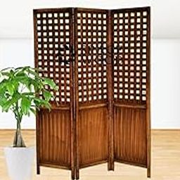SPACE WOOD Wooden Partition for Living Room | Room Divider for Office Panel | Wall Separator 6 Feet | Partitions and Dividers (3 Panel)-image-98