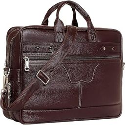 Brown Pu Leather Laptop Bag for Men I Fits Up to 15.6 Inch Laptop/MacBook I 2 Compartment & Padded Laptop Compartment I Handles with Detachable Sling Strap I 3 External & 1 Inner Pocket-picture-43