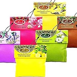 LIELA Non woven natural fabric Sachets Set of 6 in premium & pure fragrance lavender, sandal, jasmine, rose, vanilla and fresh lemon. Multipurpose, for CAR, BATHROOM, CUPBOARD, SHEO RACK, ALMIRAH ETC.-3